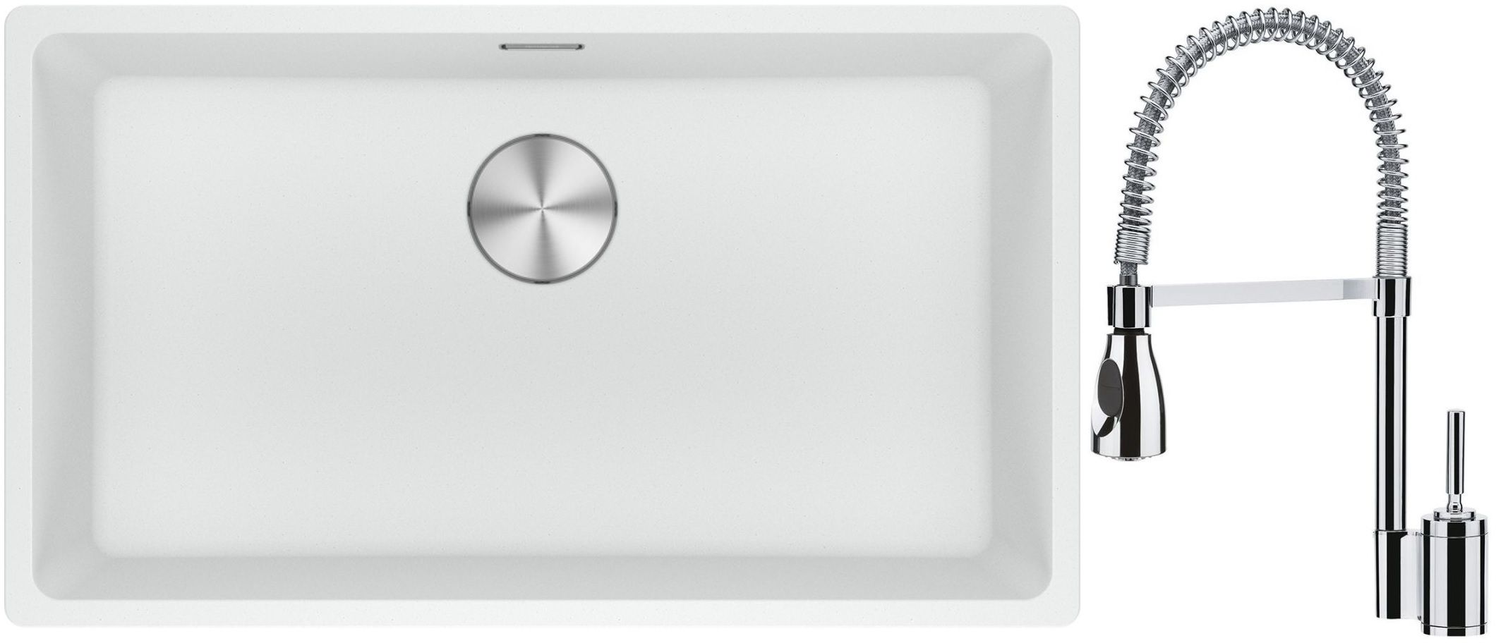 Franke Maris MRG 110-72 zlewozmywak 72x40 cm Fragranite biały polarny z baterią kuchenną Sentinel chrom (1250687263, 1150029591)