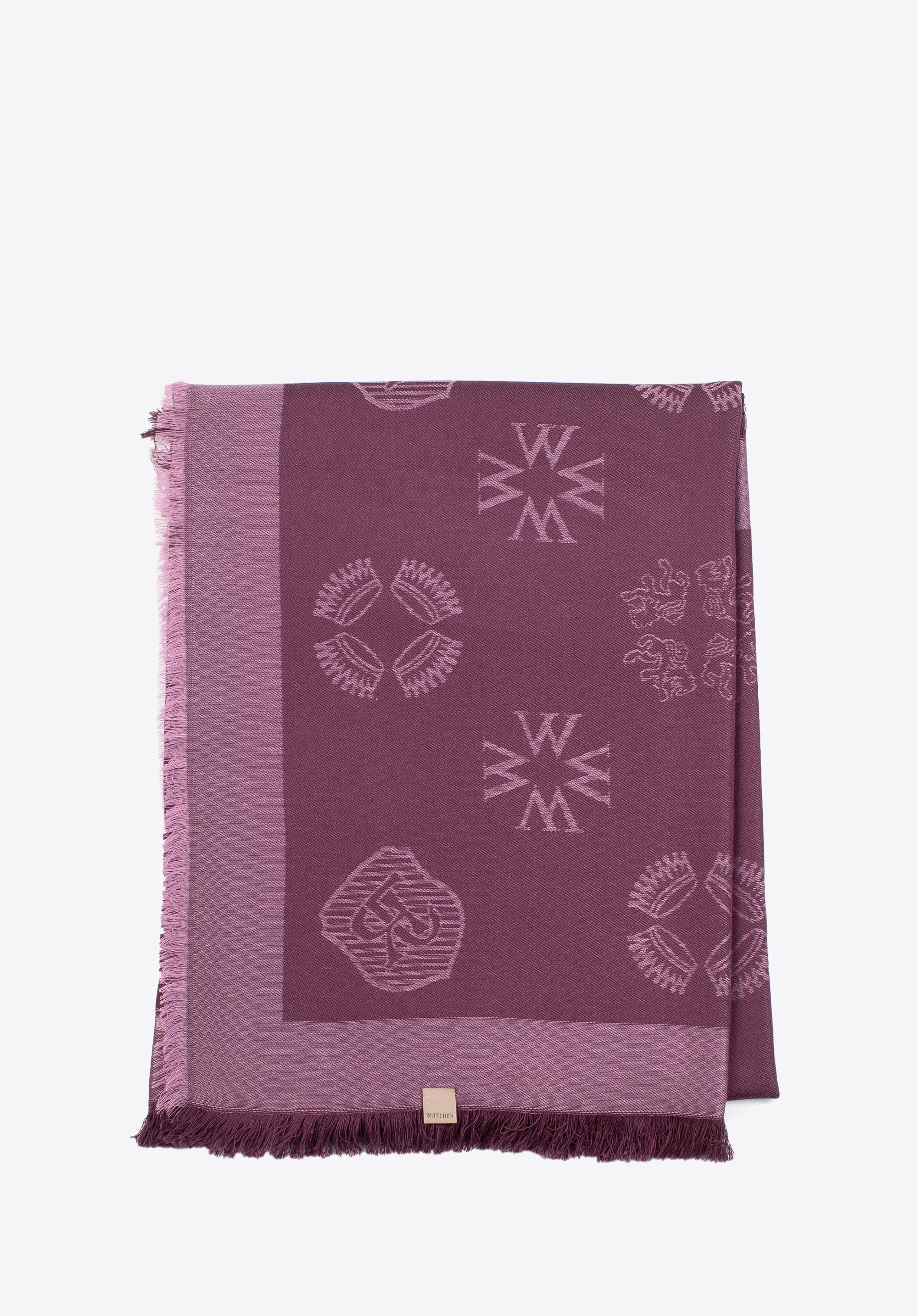 Chusta damska z bambusem tkany w monogram fioletowa