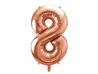 Balon foliowy Cyfra "8", 86cm, różowe złoto