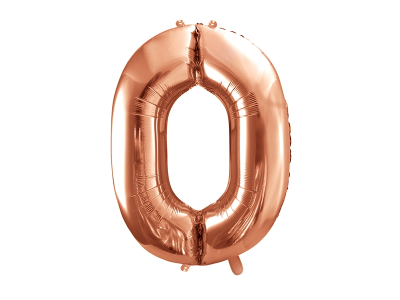 Balon foliowy Cyfra "0", 86cm, różowe złoto