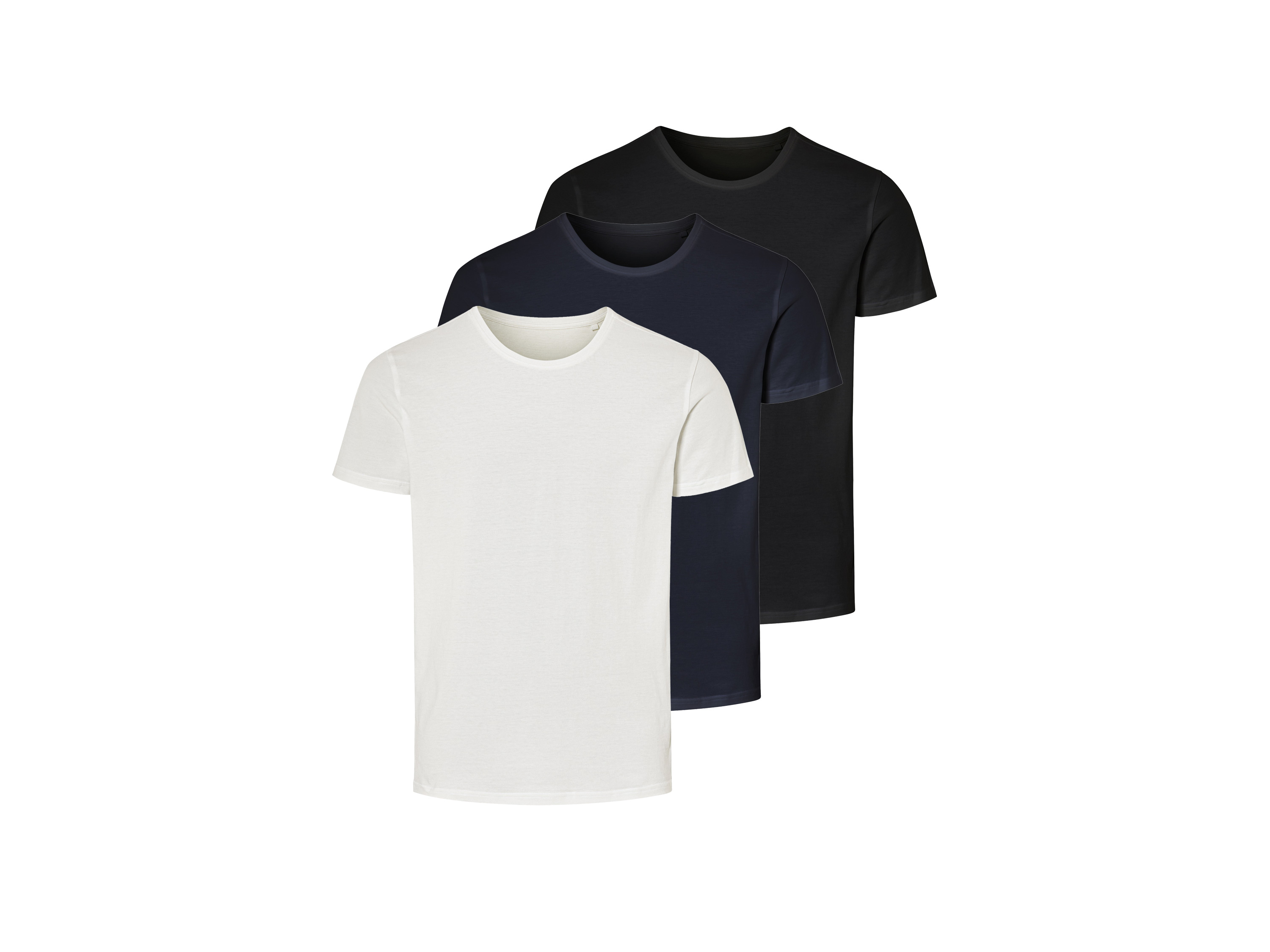Livergy T-shirty męskie z biobawełny, 3 sztuki Czarny/ granatowy/ biały, XXL 60/62