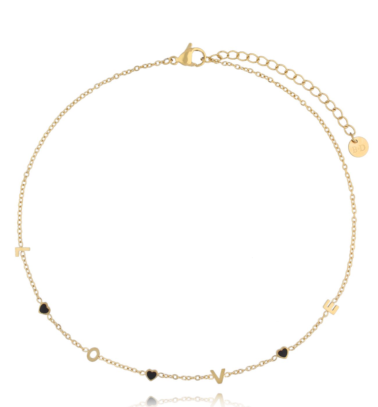 Choker z napisem LOVE i czarnymi serduszkami Heartfelt Charms NSA1234