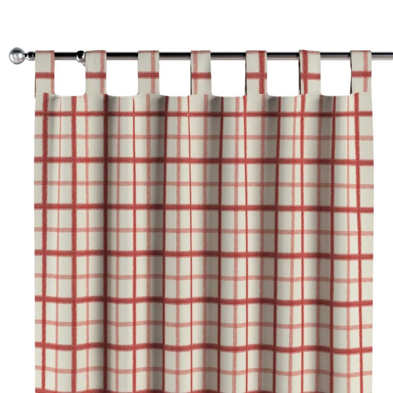 Zasłona na szelkach 1 szt. 130 x 245 cm Dekoria czerwona kratka na tle ecru 1 szt.