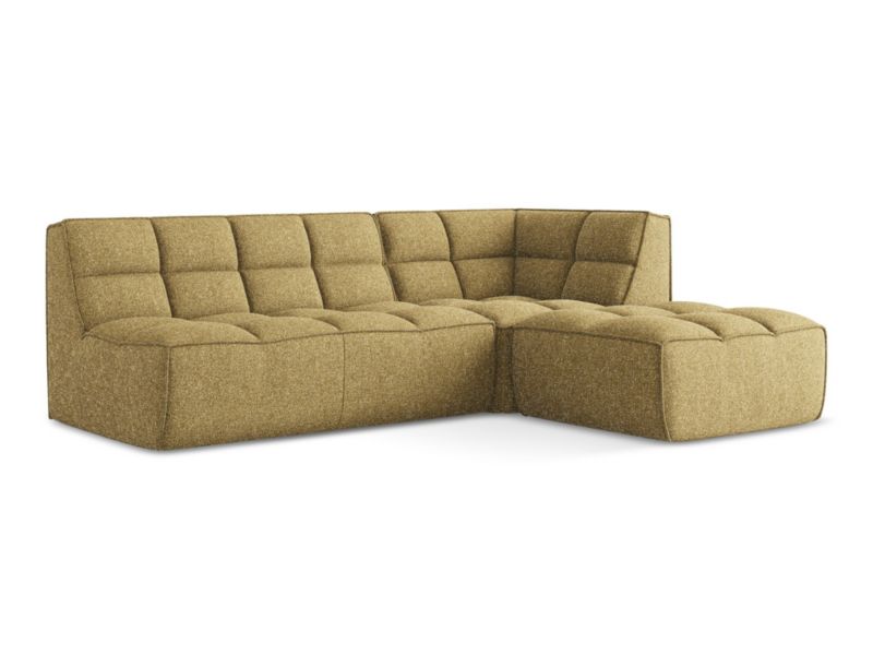 Modułowy narożnik uniwersalny Makamii Kalai z tkaniny strukturalnej 258x178 cm musztardowy 1 szt.