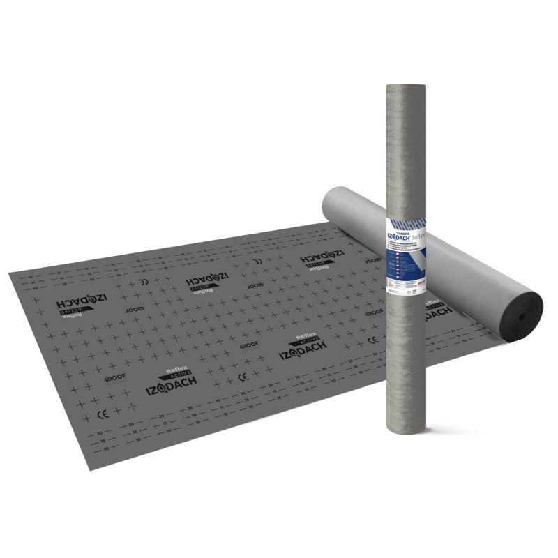 Membrana paroizolacyjna aktywna 4ROOF IZODACH ACTIVE REFLEX 80 gr/m² 75m2 reguluje wilgoć, odbija ciepło 1szt.