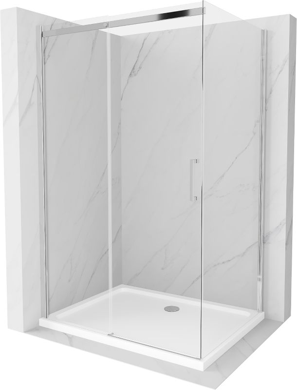 Kabina prysznicowa Mexen Omega rozsuwana 130 x 100 cm transparent chrom + brodzik Flat
