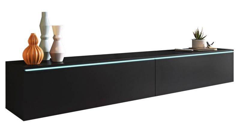 Szafka RTV MIRJAN 24 D 180 z oświetleniem LED czarny grafit 1 szt.