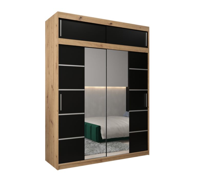 Szafa przesuwna Abiks Verona 4 180 artisan + czarny z nadstawką 1 szt.