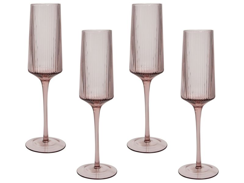 Zestaw 4 kieliszków do szampana flet Amethyst 220 ml Różowy 1 kpl