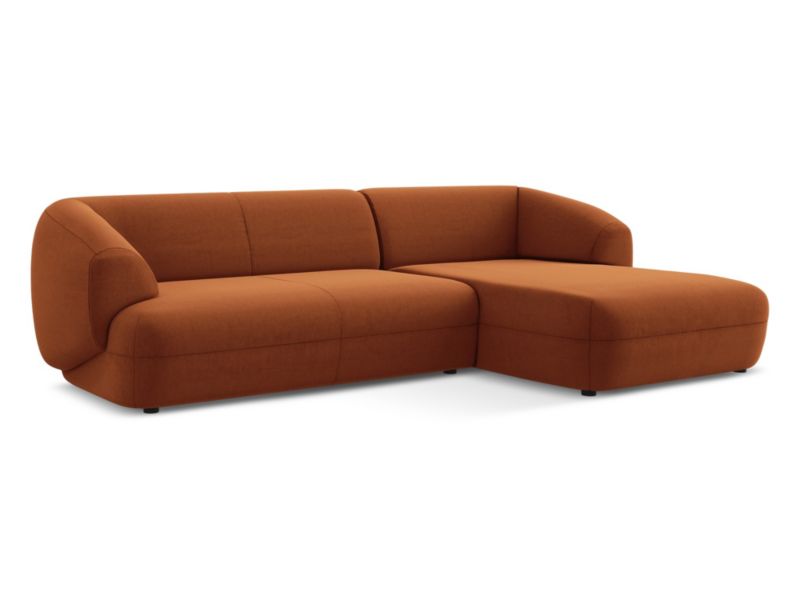 Narożnik prawostronny Makamii Moana z tkaniny welwetowej 280x156 cm terakota 1 szt.