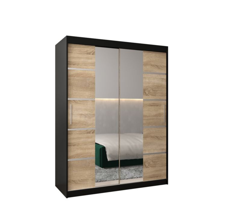 Szafa przesuwna Garderoba Abiks Verona 4 150 czarny + sonoma 1 szt.