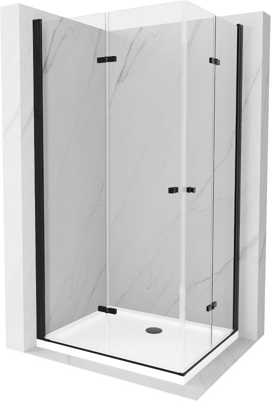 Kabina prysznicowa Mexen Lima Duo składana 100 x 90 cm transparent czarna + brodzik Flat