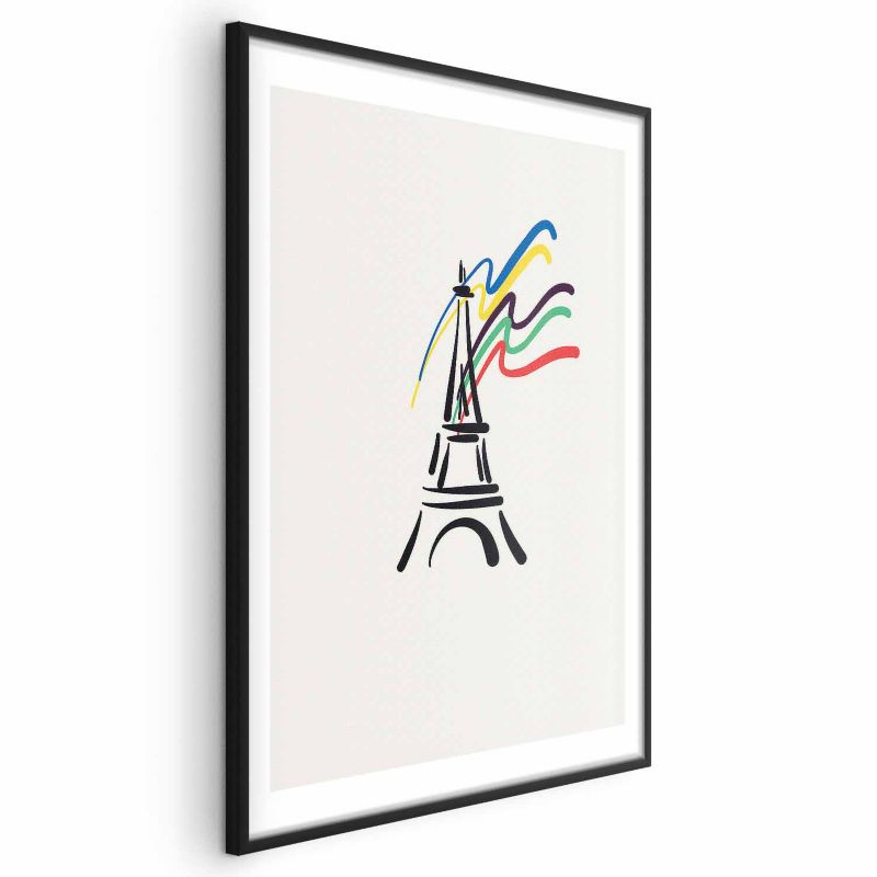 Plakat Artgeist Wieża Eiffla i kolory 60x90 cm z ramą czarną 1 szt
