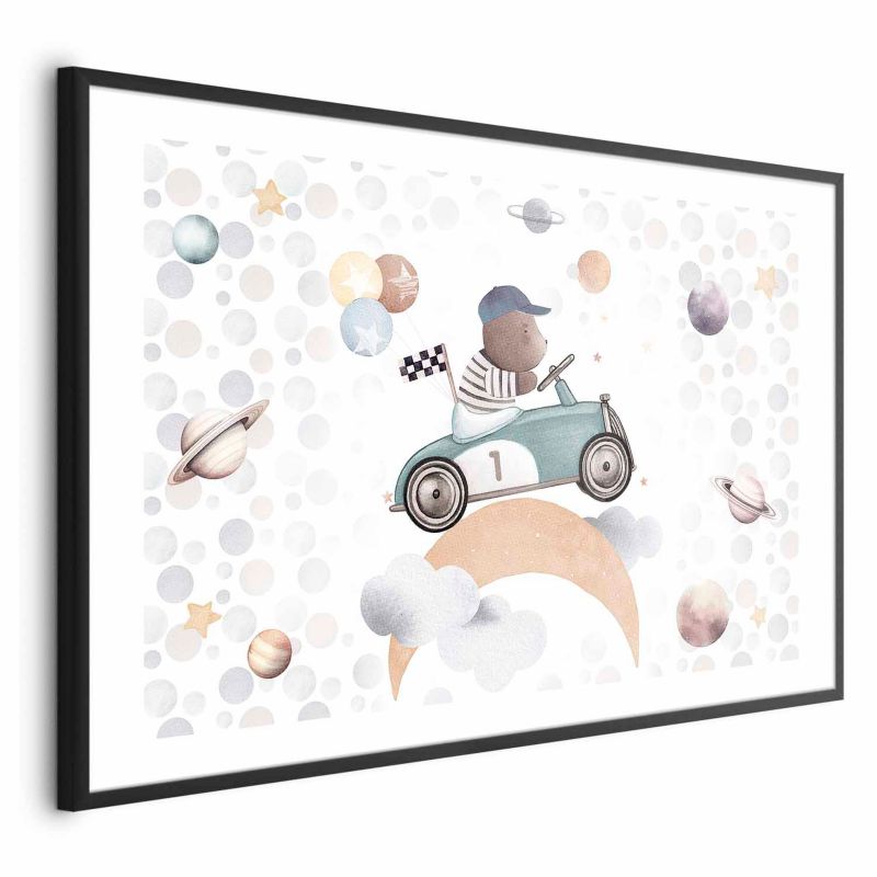 Plakat Artgeist Miś w wyścigówce 42x29,7 cm z ramą czarną 1 szt