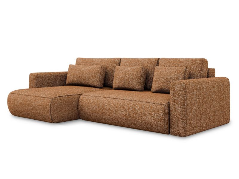 Narożnik lewostronny z funkcją spania Makamii Kapua z tkaniny strukturalnej 278x149 cm terakota 1 szt.