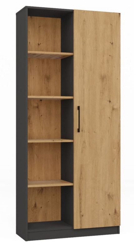 Regał Topeshop Malwa RD/80 Antracyt Dąb artisan 80x30x182 cm 1 szt.