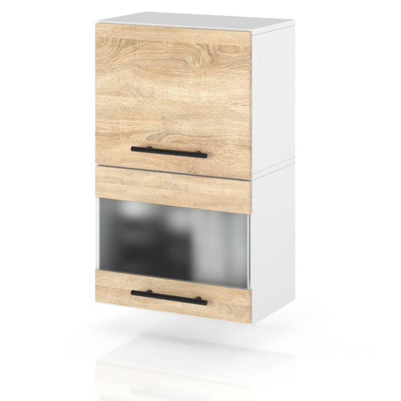 Szafka Kuchenna Hurtownia-Mebli Wisząca Klapowa W40KL sPremium 40cm Biały Mat Dąb Sonoma 40x32x72 cm 1szt.