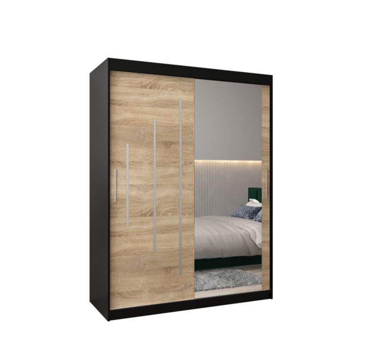 Szafa przesuwna Garderoba Abiks YORK 2 150 czarny/sonoma 1 szt.