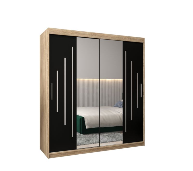 Szafa przesuwna Garderoba Abiks YORK 1 180 sonoma/czarny 1 szt.