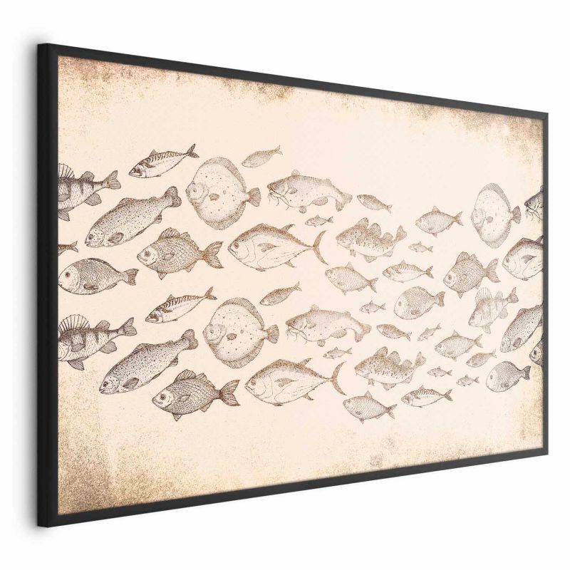 Plakat Artgeist Subtelne rybki 90x60 cm z ramą czarną 1 szt