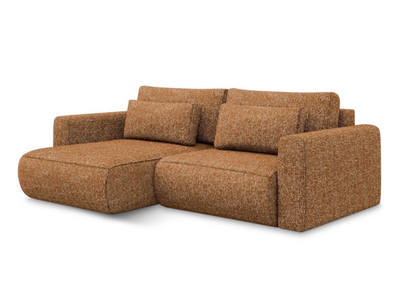 Narożnik lewostronny z funkcją spania Makamii Kapua z tkaniny strukturalnej 240x149 cm terakota 1 szt.