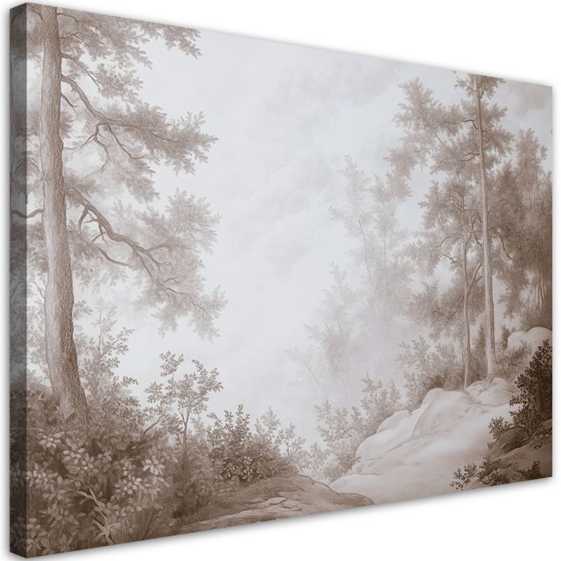 Obraz do salonu sypialni Feeby Las we mgle Retro Pejzaż 60x40 cm 1szt