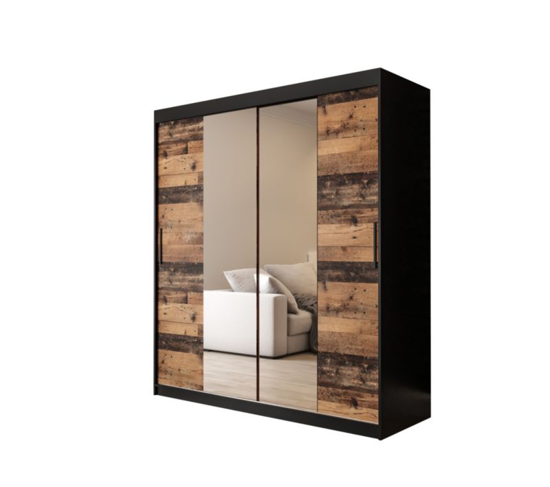 Szafa przesuwna Abiks Old Style T1 180 czarny + Abiks Old style 1 szt.