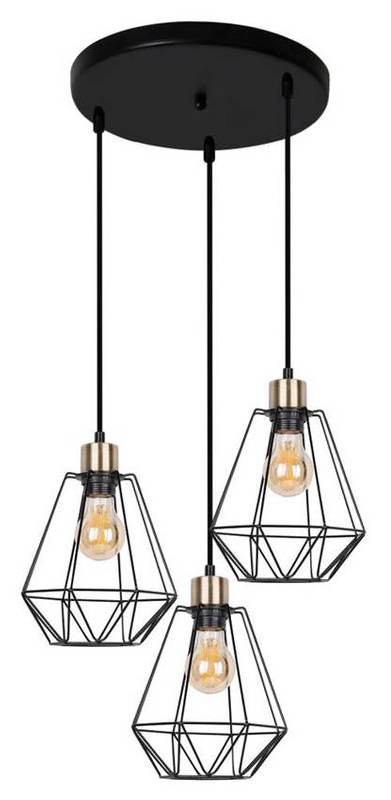 Lampa wisząca talerz czarna patyna druciana Primo