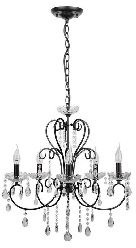 Lampa wisząca czarna z kryształkami 5xE14 Aurora