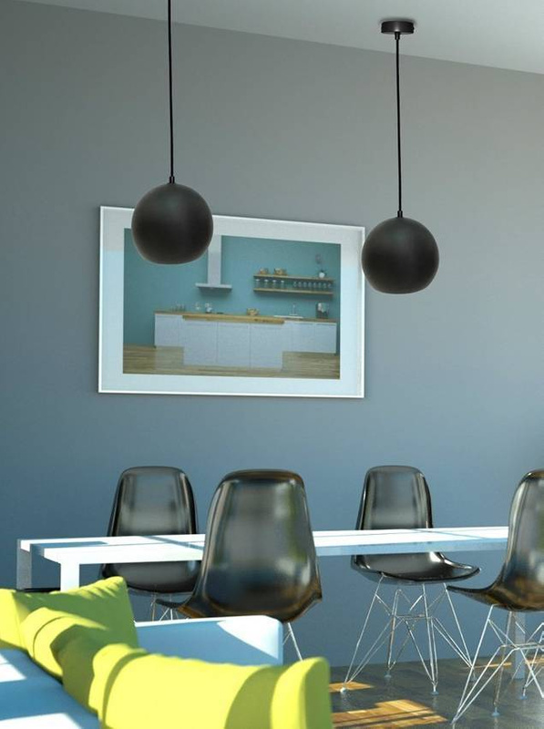 Lampa wisząca czarna E27 metal / drewno Flen Ledea