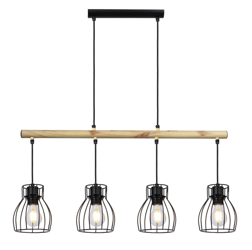 Lampa wisząca czarna 4x60W Bernita