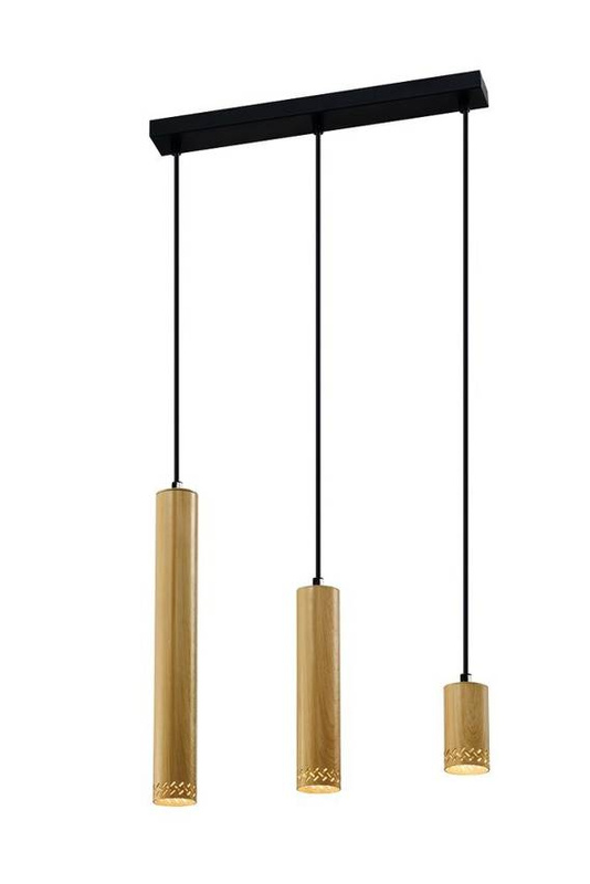 Lampa wisząca czarna/drewniana oprawa 3x25W Tubo