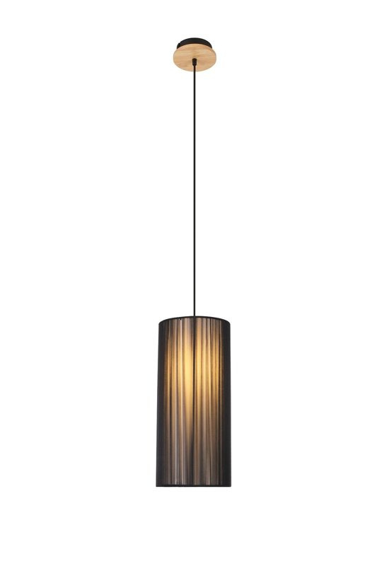 Lampa wisząca czarna drewniana 18cm Kioto Ledea