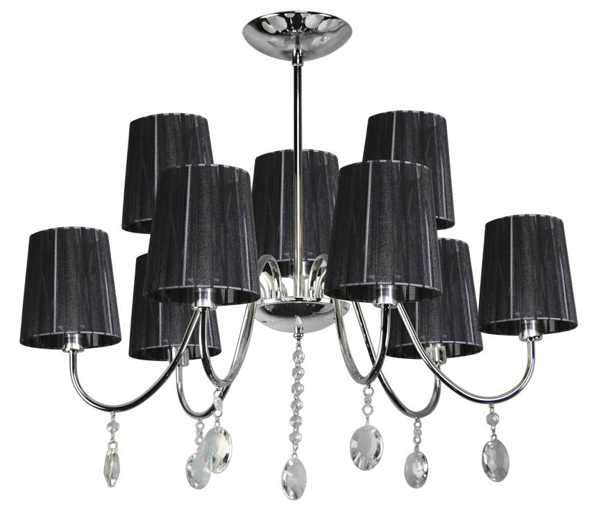 Lampa wisząca chrom/czarna z kryształkami 9x40W Sorento