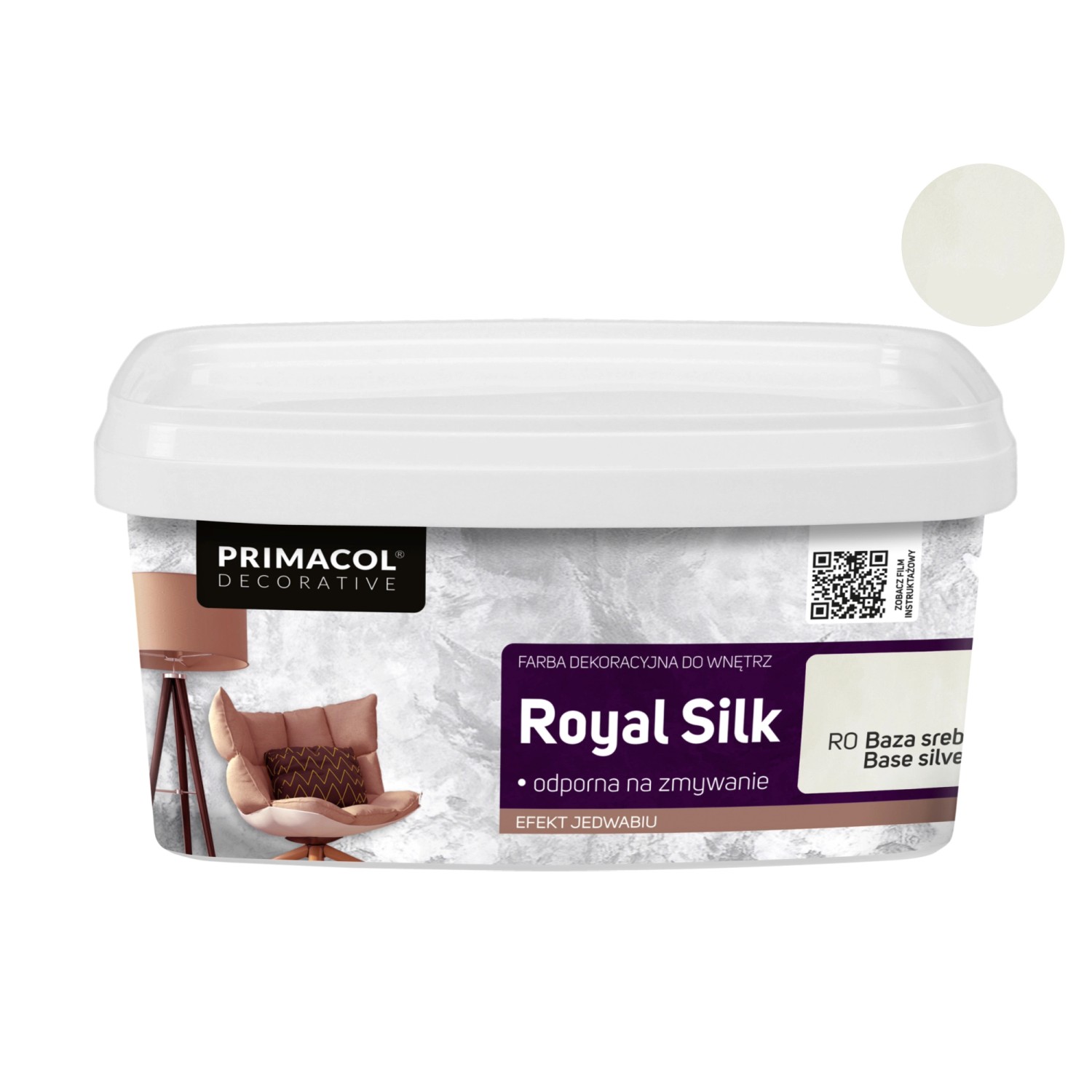 Primacol Farba dekoracyjna Royal Silk baza srebrna 1 kg