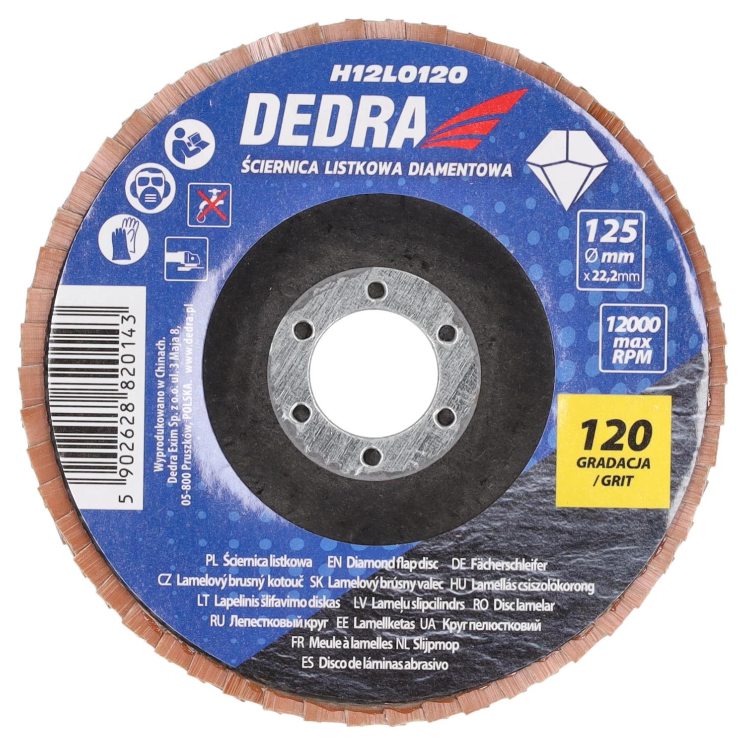 Dedra Ściernica listkowa 125 x 22 mm, gr. 120