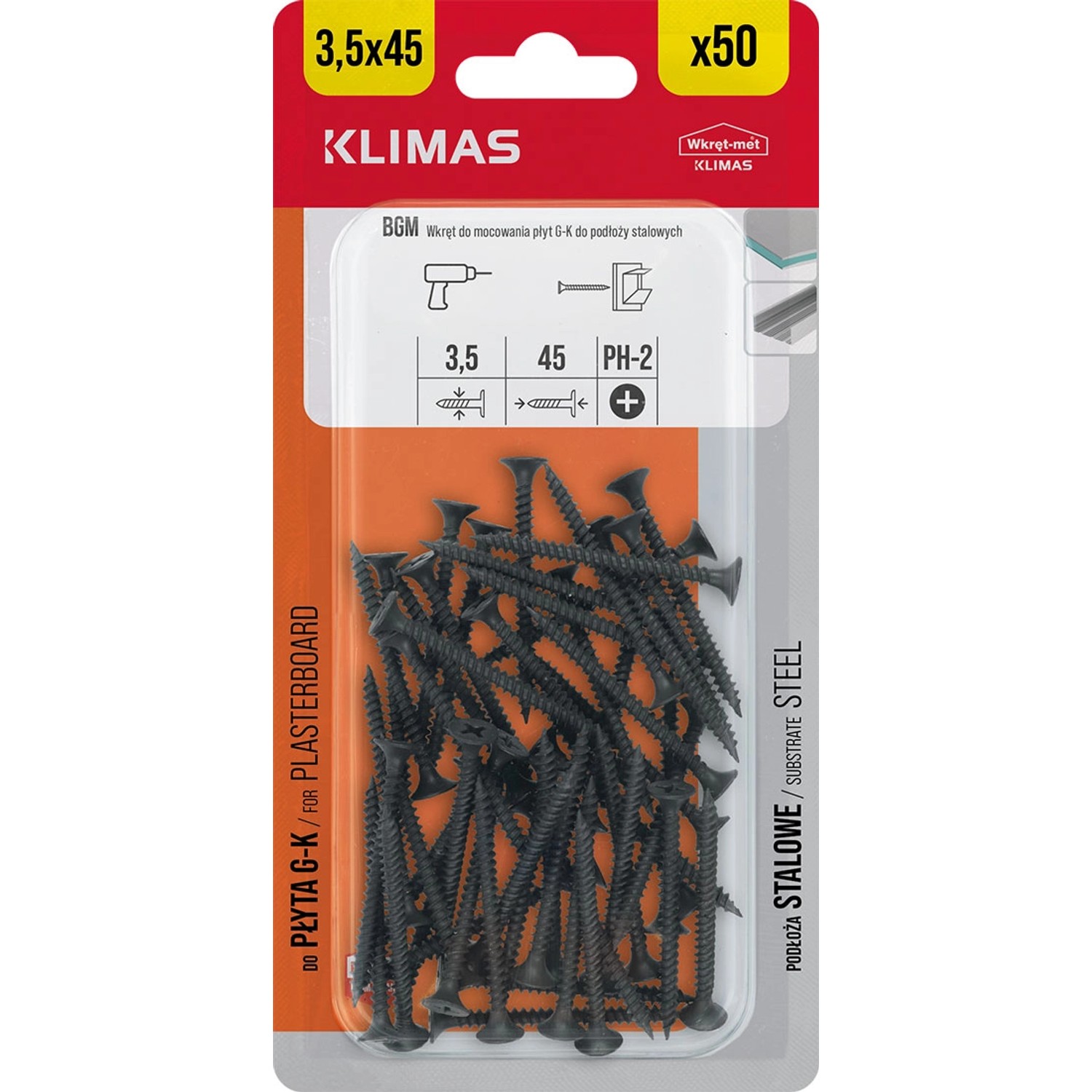 Wkręt-met Wkręt fosfatowany do metalu 3,5 mm x 45 mm