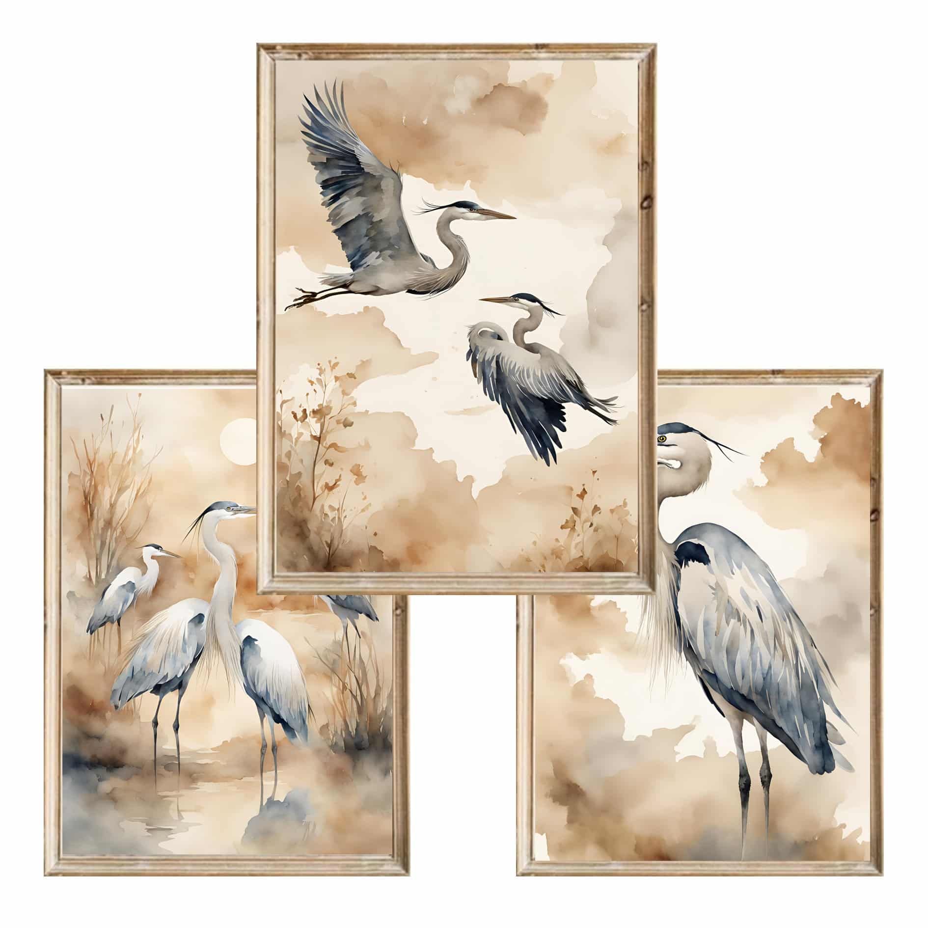 Zestaw trzech plakatów dla dzieci Heron - A4