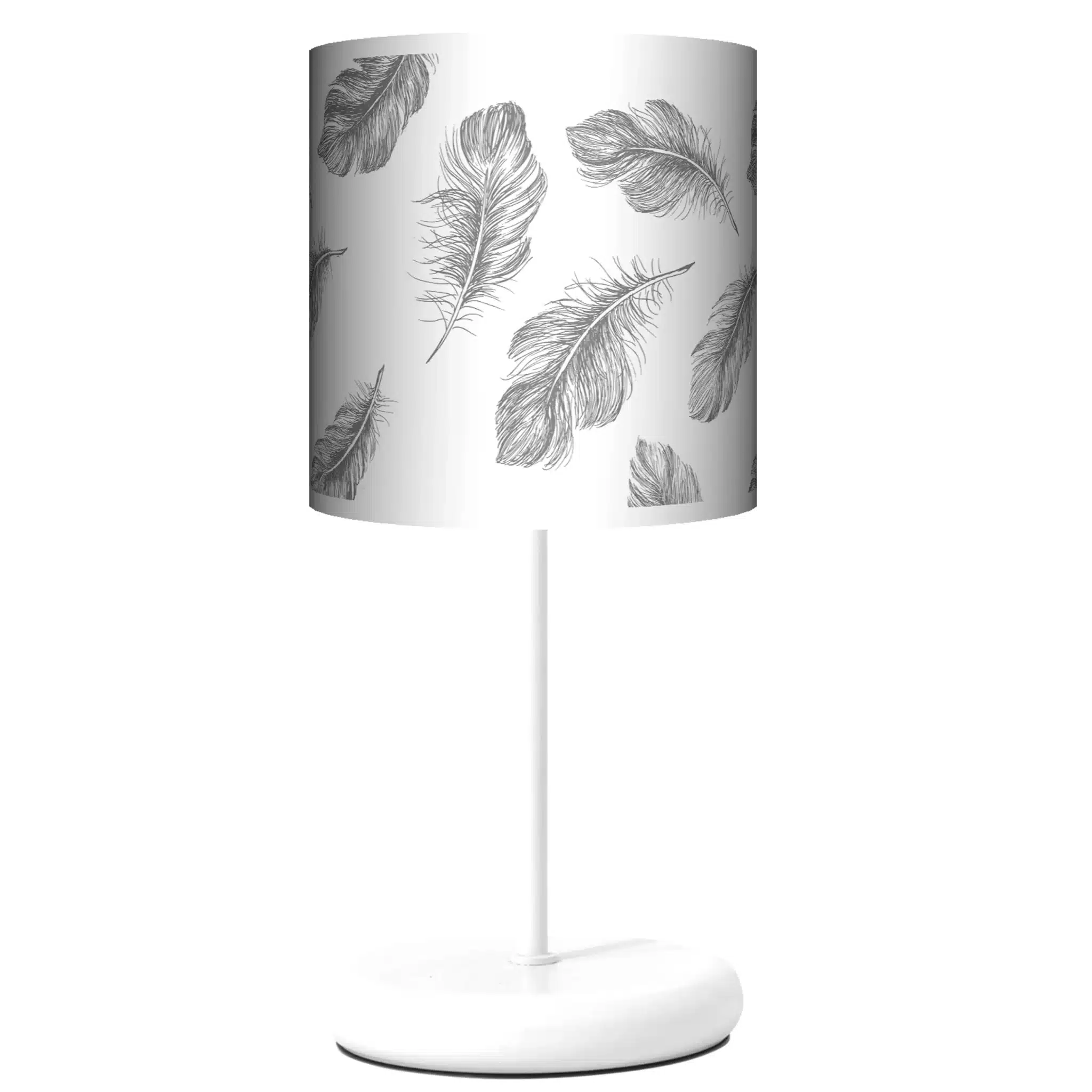 Lampa stojąca EKO -Boho szare piórka - kolor podstawy do wyboru FL