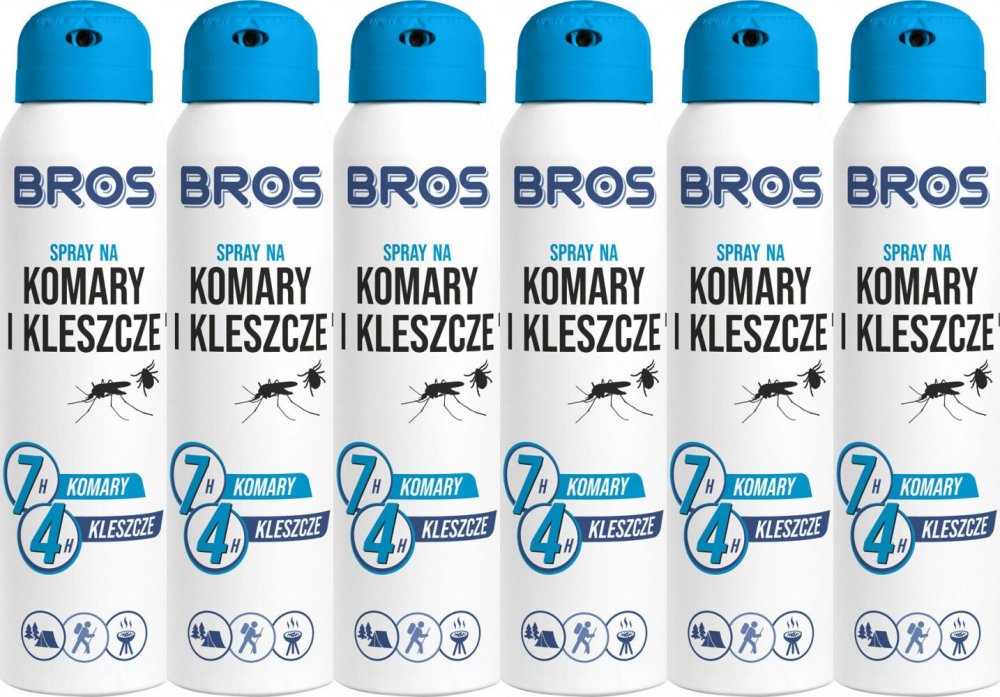 6x Spray na komary i kleszcze Bros, 90ml