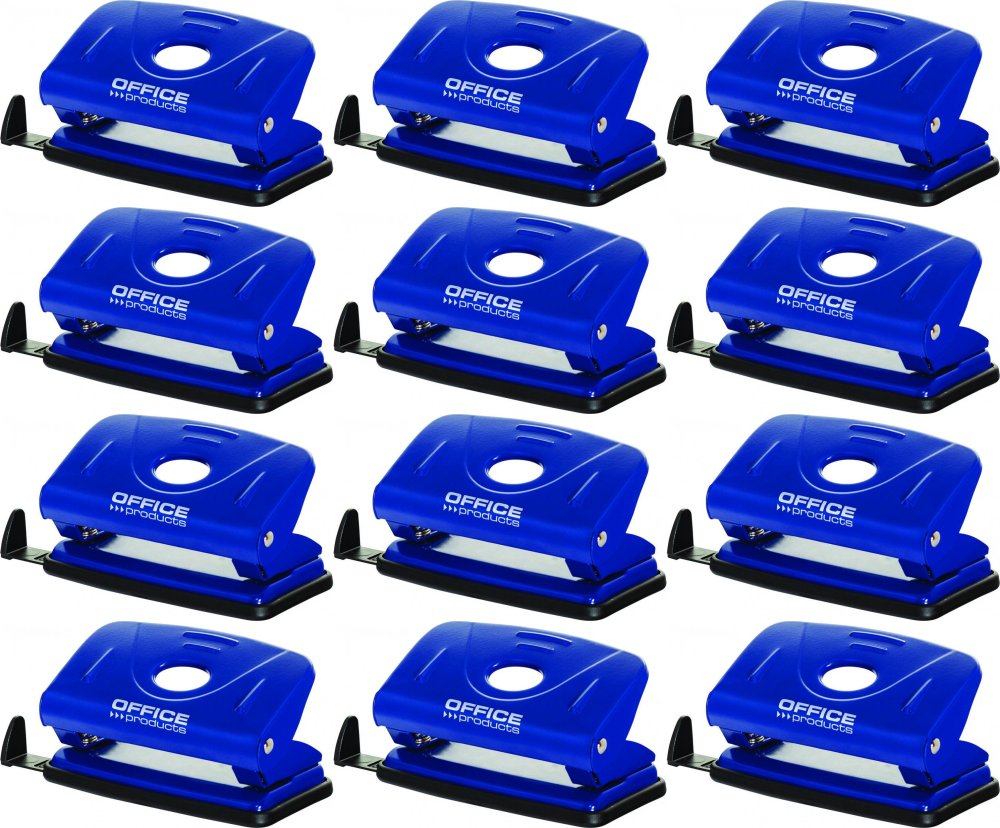 12x Dziurkacz Office Products, do 12 kartek, niebieski
