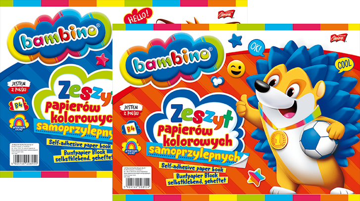 2x Zeszyt papierów kolorowych Bambino Zwierzaki Uczniaki, samoprzylepny, B4, 8 kartek
