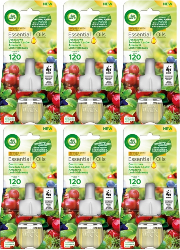 6x Wkład do odświeżacza elektrycznego Air Wick, Deszczowa świeżość lasów Amazonii, 19ml