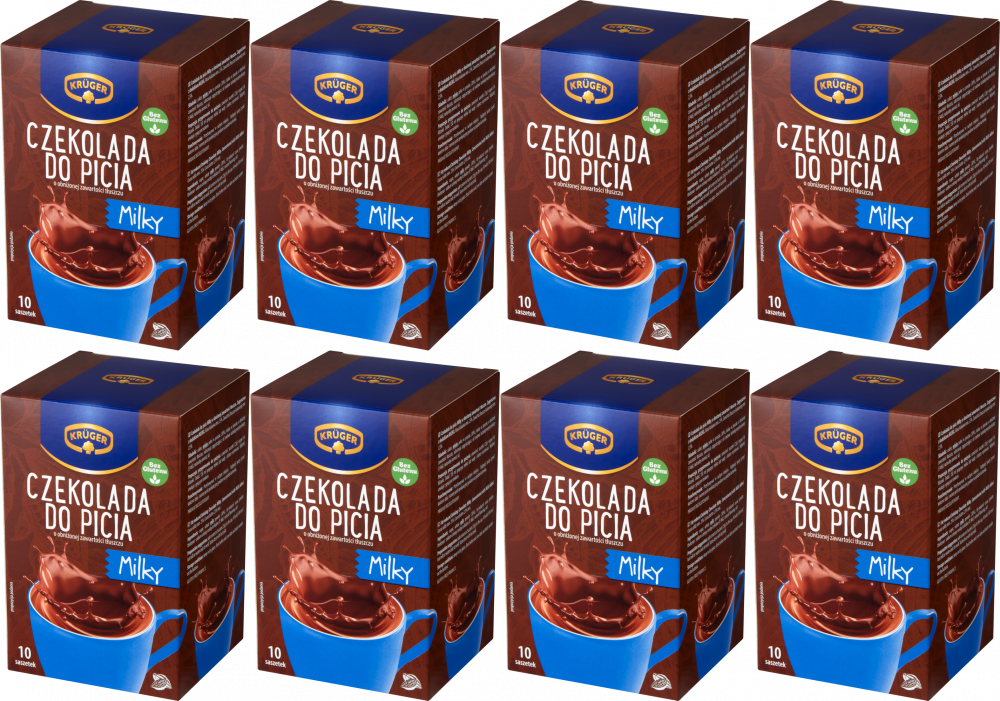 8x Czekolada do picia Krüger Milky, w saszetkach, 250g (10 szt x 25g)
