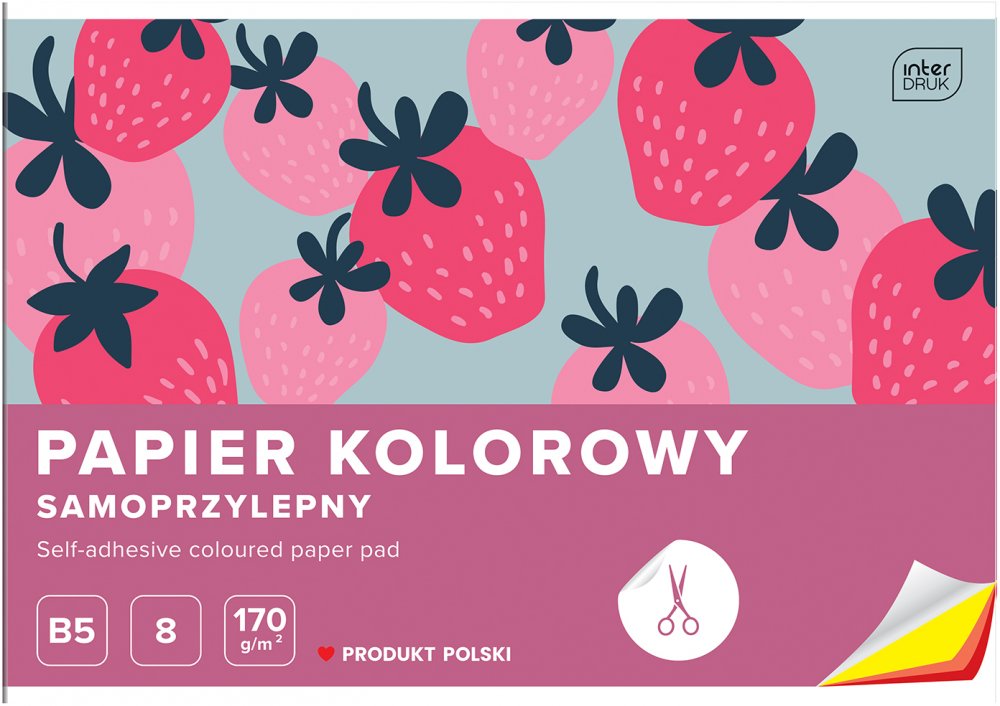 Zeszyt papierów kolorowych samoprzylepnych Interdruk, B5, 8 kartek, mix wzorów