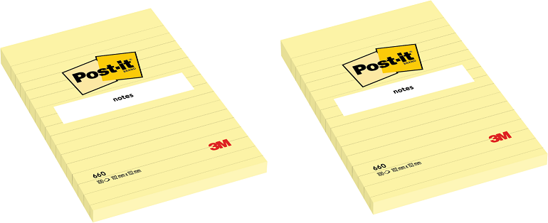 2x Karteczki samoprzylepne w linie Post-it, 102x152mm, 100 karteczek, żółty