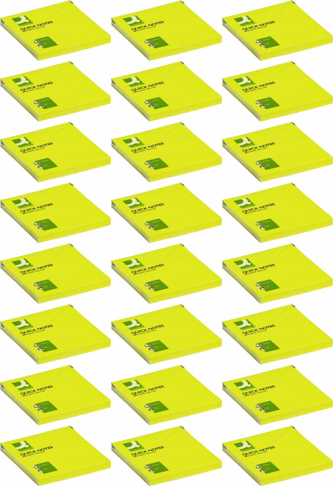 24x Karteczki samoprzylepne Q-connect Brilliant, 76x76mm, 80 karteczek, żółty neonowy