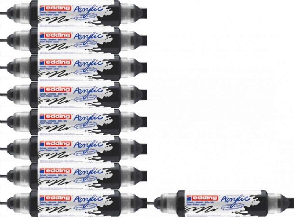 10x Marker permanentny akrylowy edding 5400 3D, dwustronny, 2-3mm/5-10mm, czarny matowy