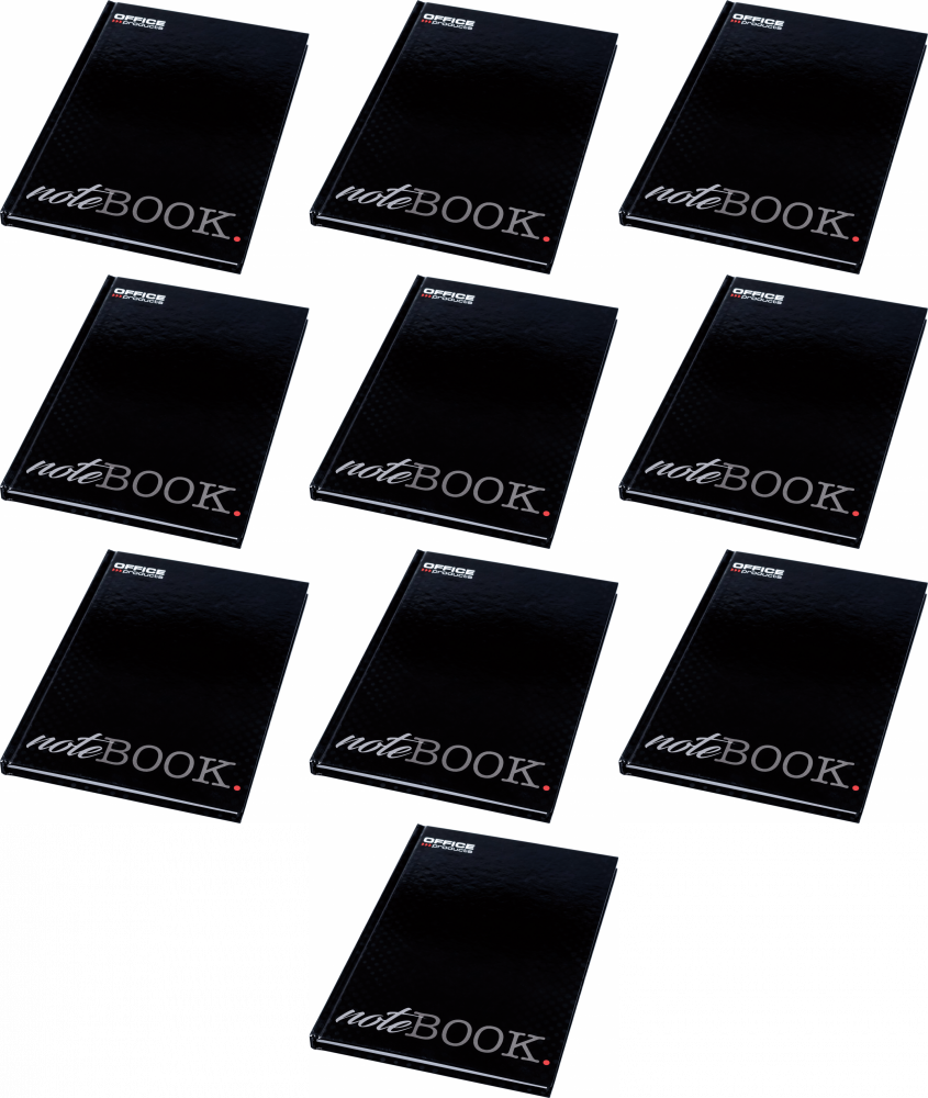10x Brulion w kratkę Office Products, A5, twarda oprawa, 96 kartek, czarny