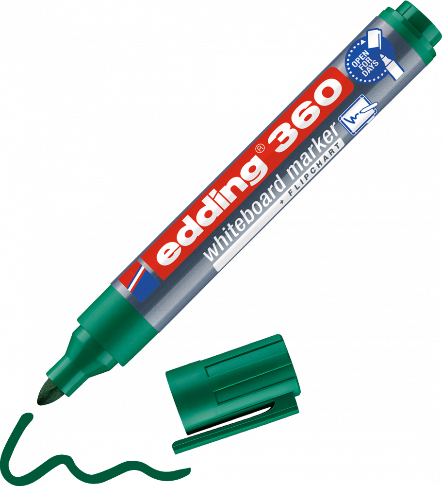 Marker suchościeralny edding 360, okrągła, 3 mm, zielony